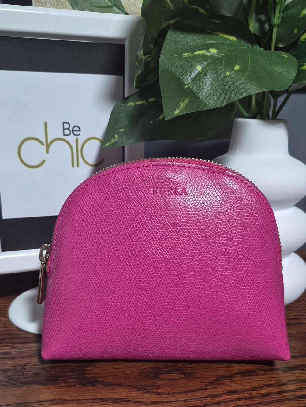 Furla Pink Leather Cosmetic Bag